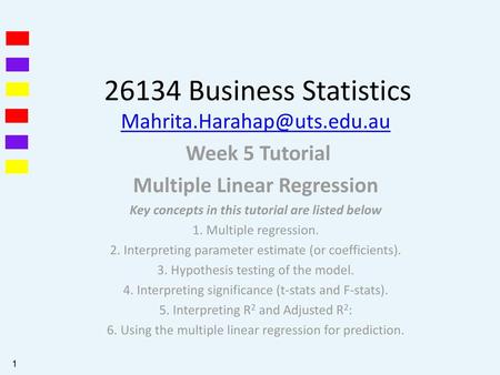 26134 Business Statistics Week 5 Tutorial