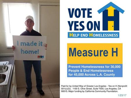 Measure H Prevent Homelessness for 30,000 People & End Homelessness