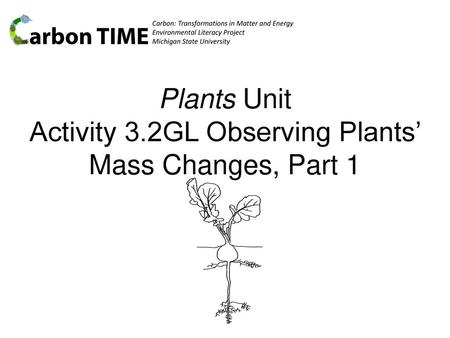 Plants Unit Activity 3.2GL Observing Plants’ Mass Changes, Part 1