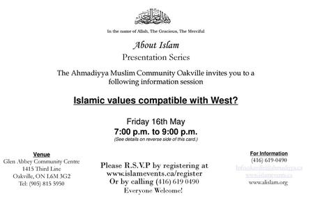 Islamic values compatible with West?