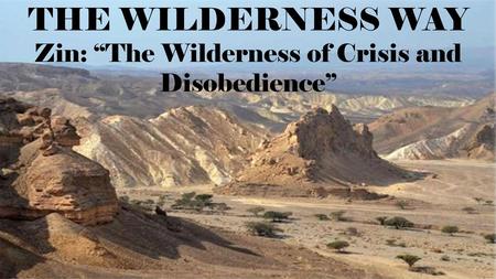 THE WILDERNESS WAY Zin: “The Wilderness of Crisis and Disobedience”
