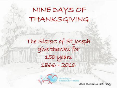 NINE DAYS OF THANKSGIVING The Sisters of St Joseph