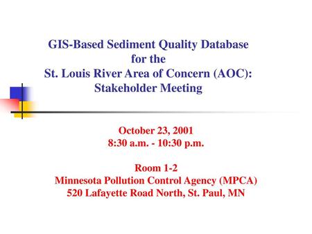 GIS-Based Sediment Quality Database for the St