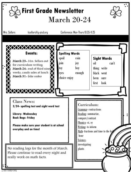 March First Grade Newsletter Events: Class News: spoil coin