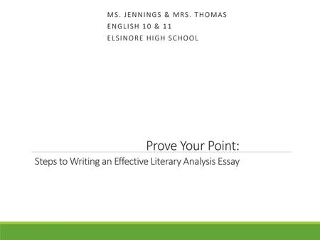 Ms. Jennings & Mrs. Thomas English 10 & 11 Elsinore High School