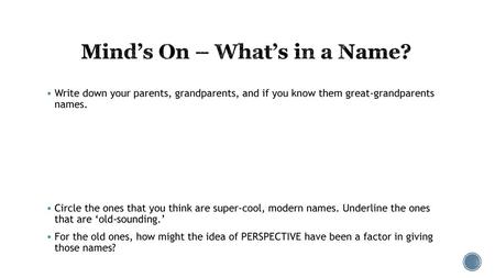 Mind’s On – What’s in a Name?