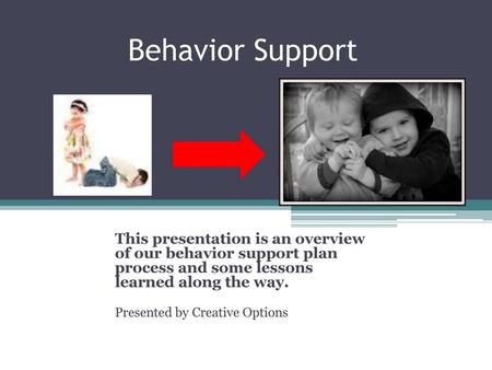 Behavior Support This presentation is an overview of our behavior support plan process and some lessons learned along the way. Presented by Creative.