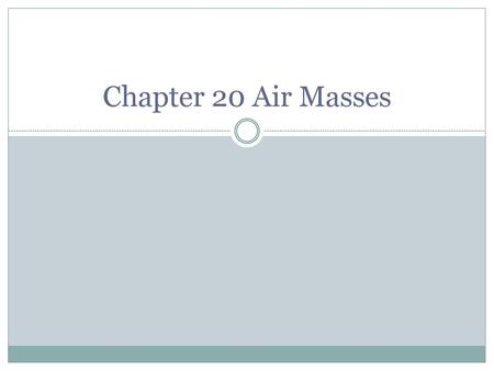 Chapter 20 Air Masses.