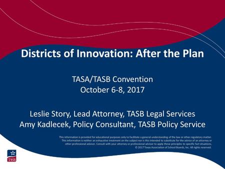 Districts of Innovation: After the Plan