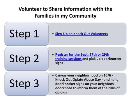 Volunteer to Share Information with the Families in my Community