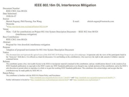 IEEE m DL Interference Mitigation