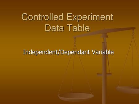 Controlled Experiment Data Table