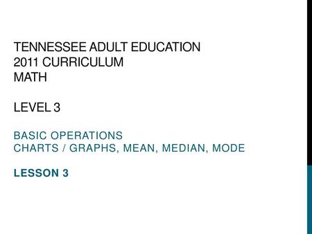 Tennessee Adult Education 2011 Curriculum Math Level 3