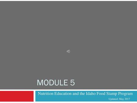 Nutrition Education and the Idaho Food Stamp Program