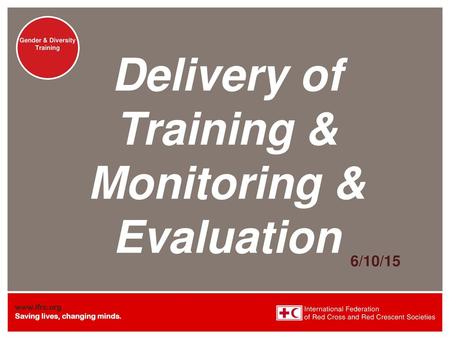 Delivery of Training & Monitoring & Evaluation