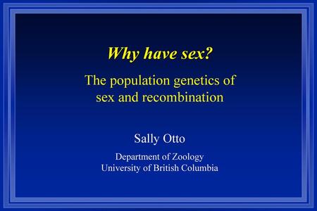The population genetics of sex and recombination