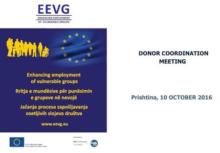 DONOR COORDINATION MEETING Prishtina, 10 OCTOBER 2016.