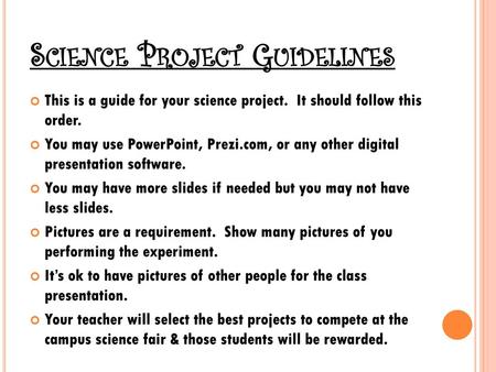 Science Project Guidelines
