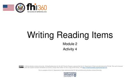 Writing Reading Items Module 2 Activity 4.