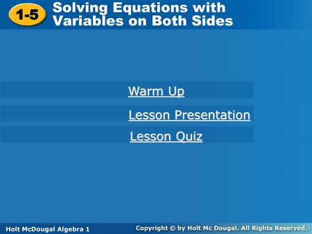 Solving Equations with Variables on Both Sides 1-5