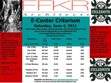E-Center Criterium Saturday, June 4, 2011
