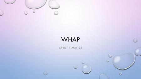 WHAP April 17-may 25.