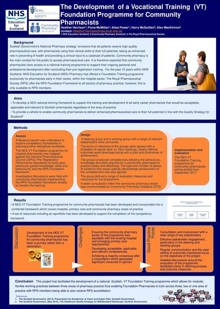 The Development of a Vocational Training (VT) Foundation Programme for Community Pharmacists Heather Harrison1; Fiona McMillan1; Ailsa Power1; Harry.