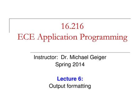 ECE Application Programming