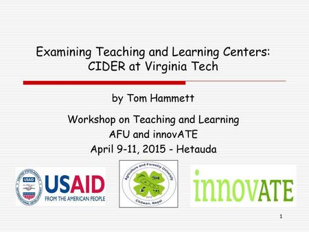 Examining Teaching and Learning Centers: CIDER at Virginia Tech