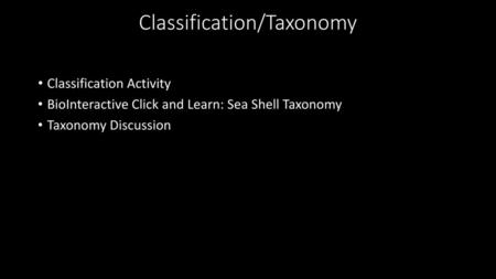 Classification/Taxonomy