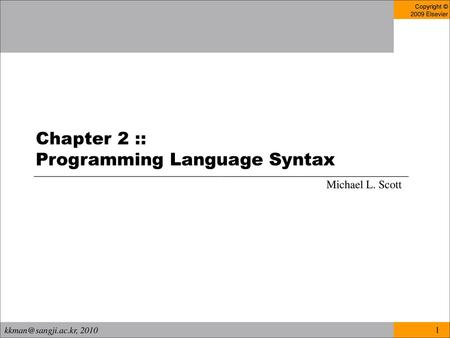 Chapter 2 :: Programming Language Syntax