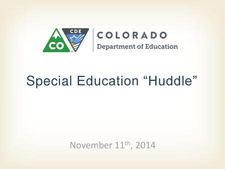Special Education “Huddle”