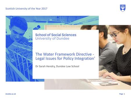 The Water Framework Directive - Legal Issues for Policy Integration'