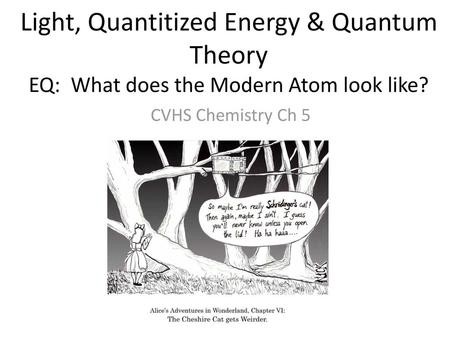 Light, Quantitized Energy & Quantum Theory EQ: What does the Modern Atom look like? CVHS Chemistry Ch 5.