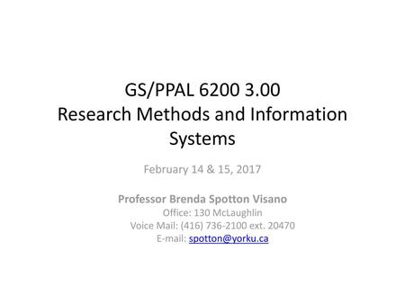 GS/PPAL Research Methods and Information Systems