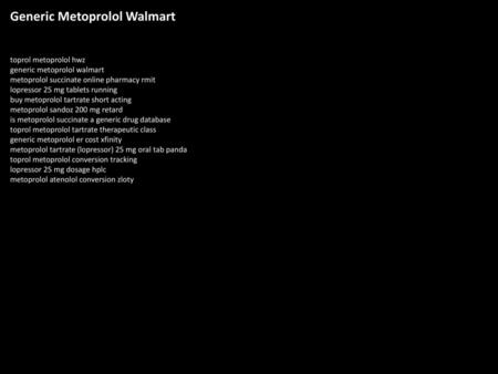 Generic Metoprolol Walmart
