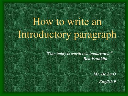 How to write an Introductory paragraph
