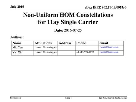 Non-Uniform HOM Constellations for 11ay Single Carrier