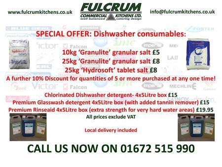 CALL US NOW ON SPECIAL OFFER: Dishwasher consumables: