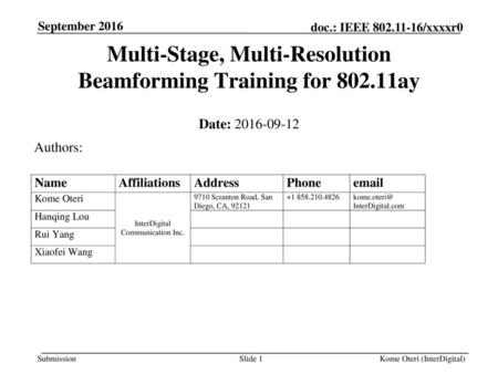 Multi-Stage, Multi-Resolution Beamforming Training for ay