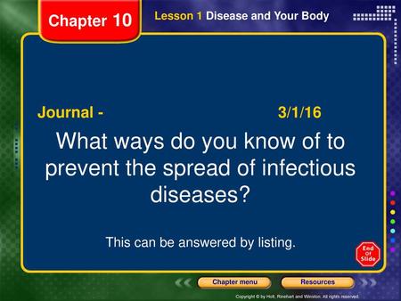 What ways do you know of to prevent the spread of infectious diseases?