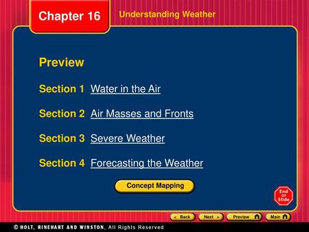 Chapter 16 Preview Section 1 Water in the Air