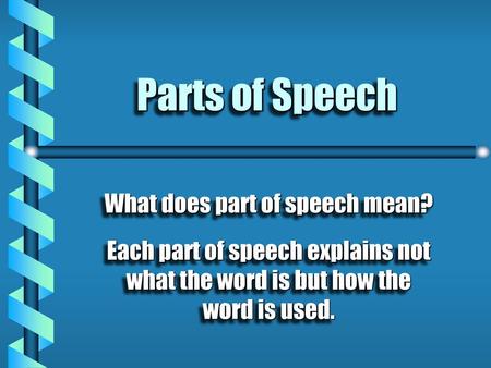 What does part of speech mean?