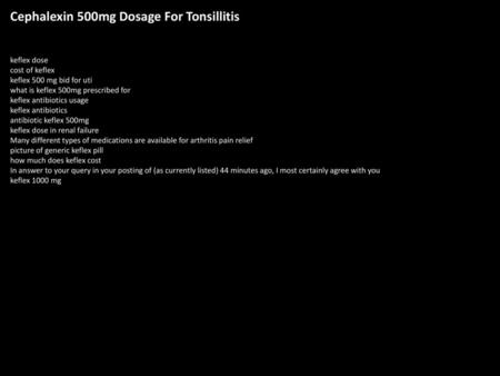 Cephalexin 500mg Dosage For Tonsillitis