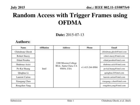 Random Access with Trigger Frames using OFDMA