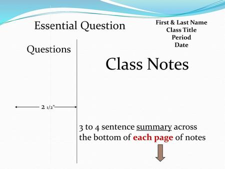 Class Notes Essential Question Questions
