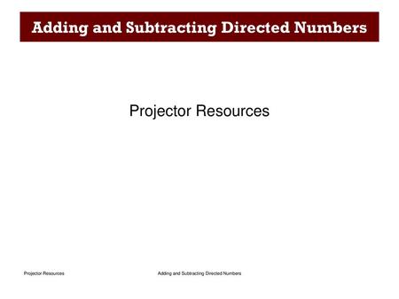Adding and Subtracting Directed Numbers