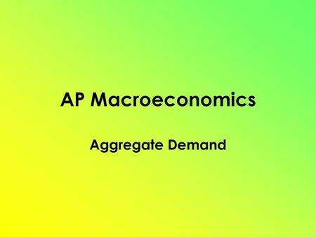AP Macroeconomics Aggregate Demand.