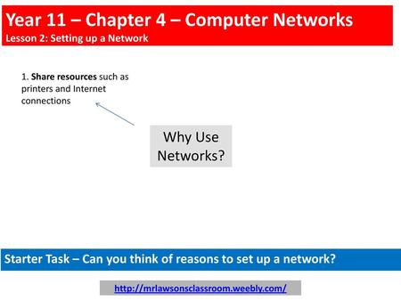 Year 11 – Chapter 4 – Computer Networks