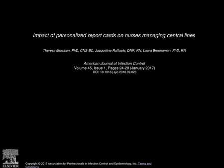Impact of personalized report cards on nurses managing central lines